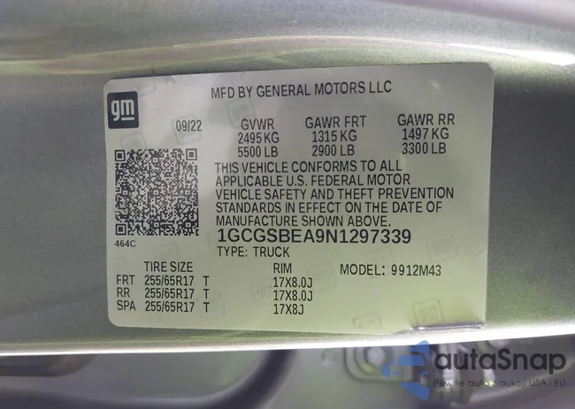 1GCGSBEA9N1297339: 43253483