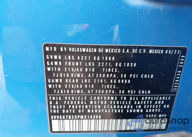 3VVEX7B25PM314308: 43253581