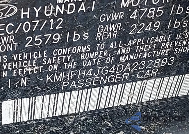 KMHFH4JG4DA232893: 43253772