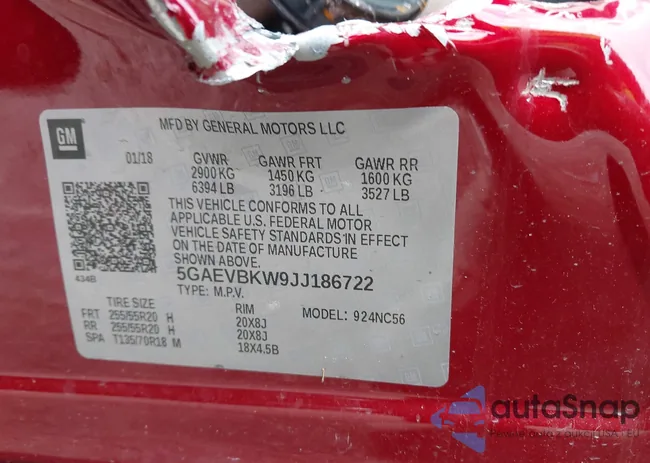 5GAEVBKW9JJ186722: 43255046