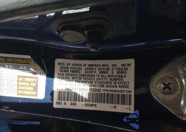 1HGFA16896L153043: 43255109