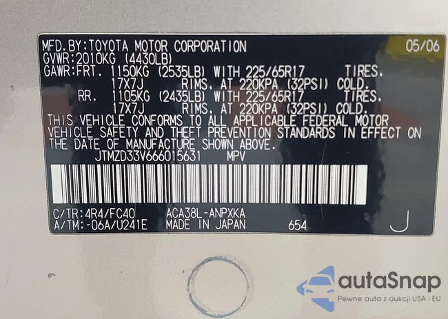 JTMZD33V666015631: 43255231