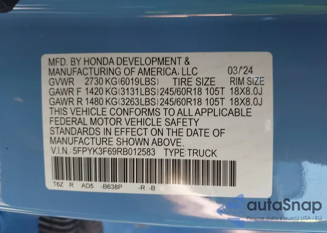 5FPYK3F69RB012583: 43255261