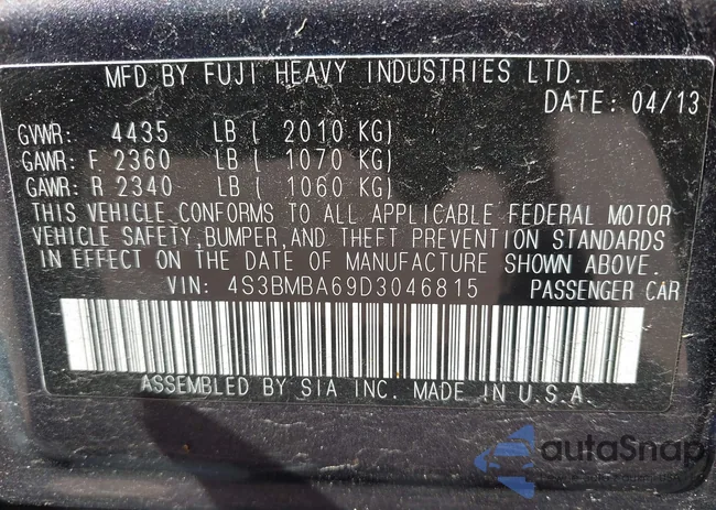 4S3BMBA69D3046815: 43255283