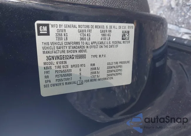 3GNVKGE02AG169880: 43255312