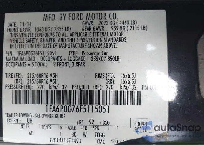 1FA6P0G76F5115051: 43255320