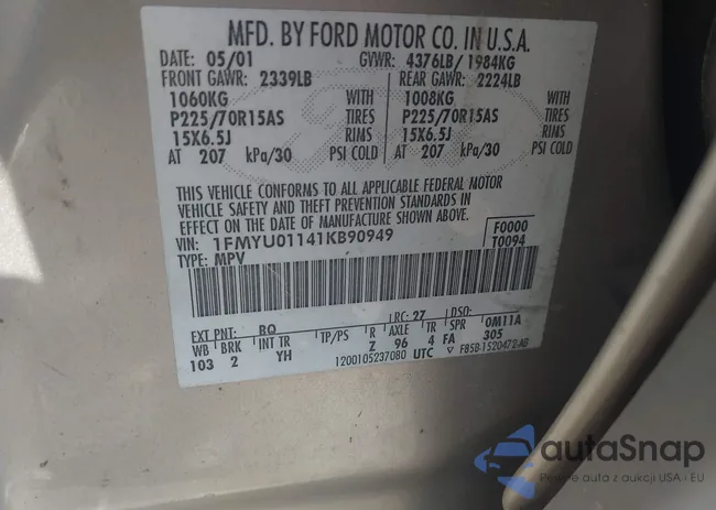 1FMYU01141KB90949: 43255365