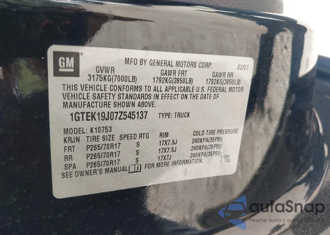 1GTEK19J07Z545137: 43255372