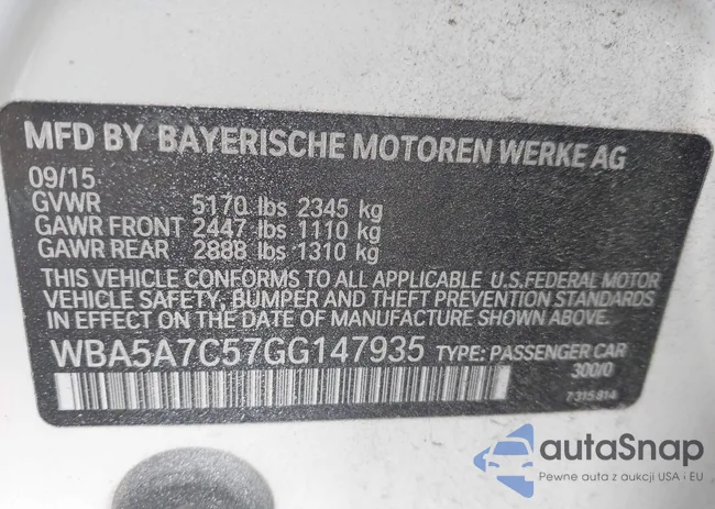 WBA5A7C57GG147935: 43255383