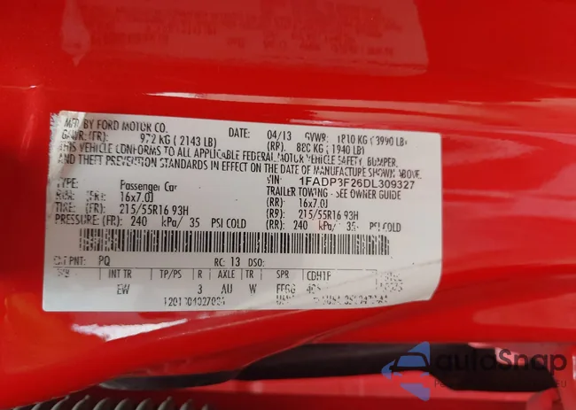 1FADP3F26DL309327: 43254520