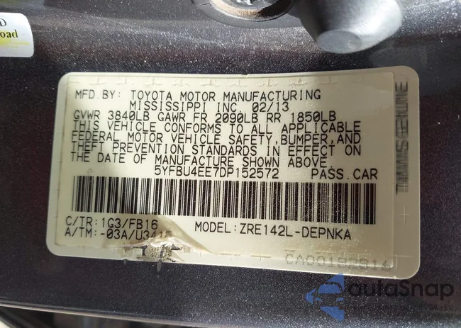 5YFBU4EE7DP152572: 43254546