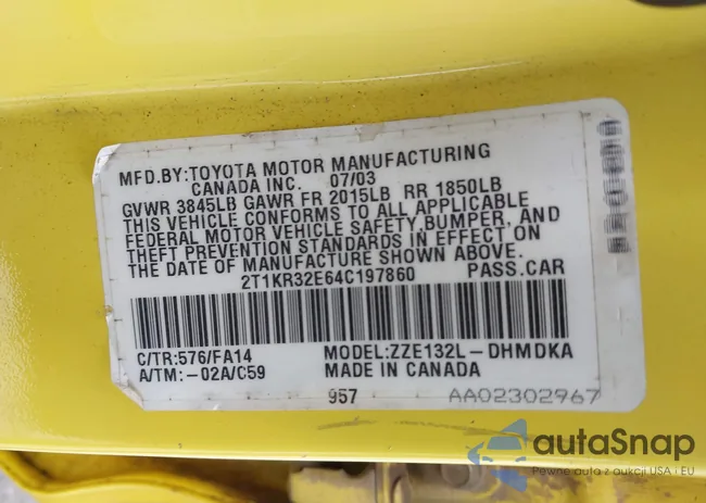 2T1KR32E64C197860: 43254576