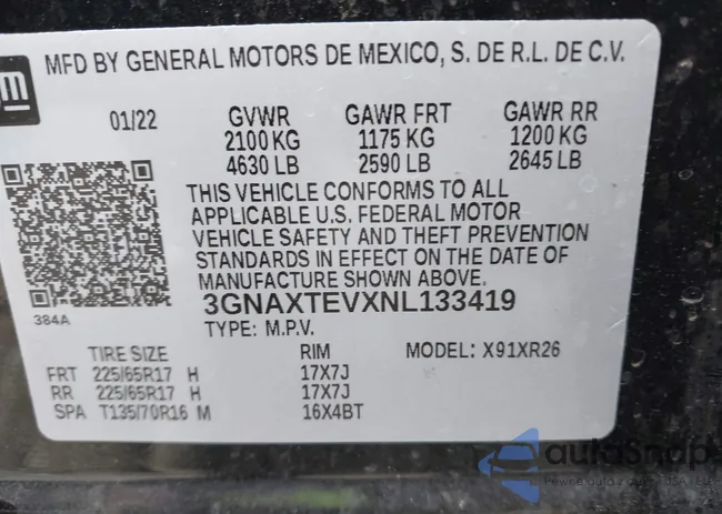 3GNAXTEVXNL133419: 43254612