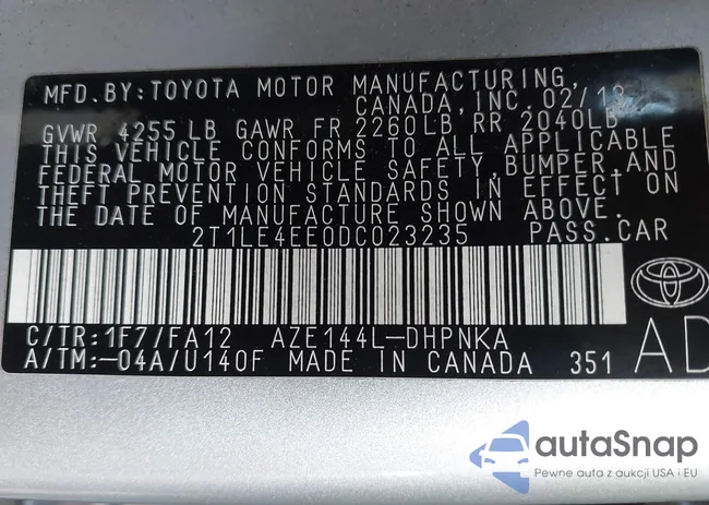 2T1LE4EE0DC023235: 43254624