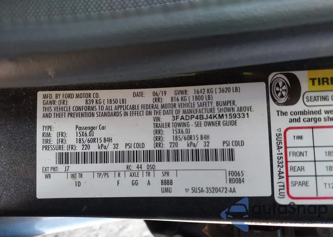 3FADP4BJ4KM159331: 43254818