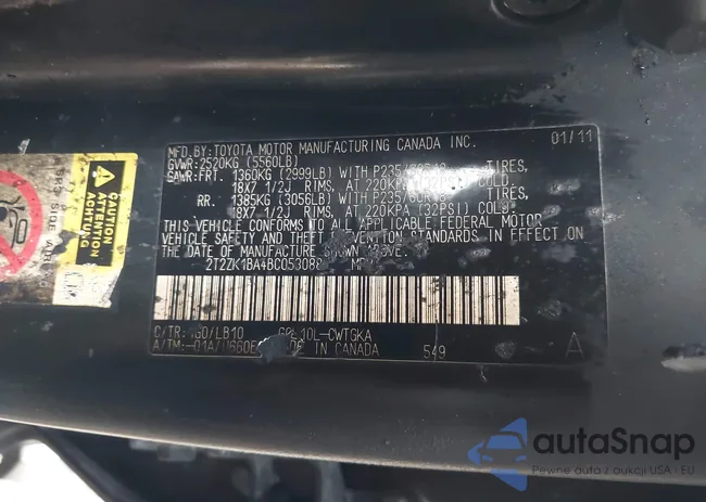 2T2ZK1BA4BC053088: 43255899