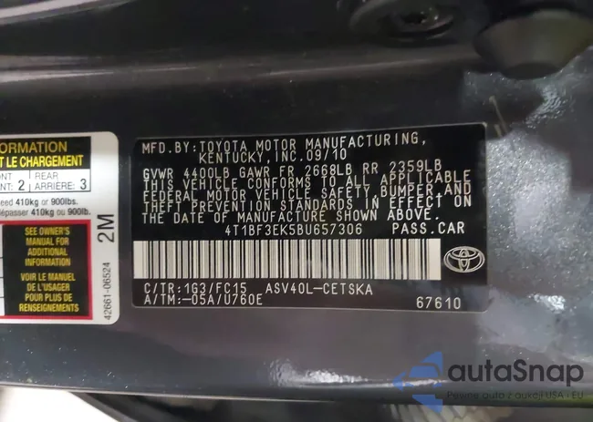 4T1BF3EK5BU657306: 43255900