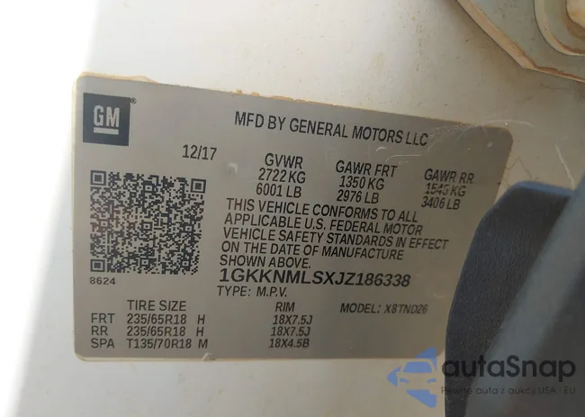 1GKKNMLSXJZ186338: 43255946