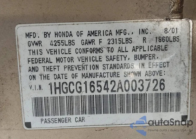 1HGCG16542A003726: 43255949