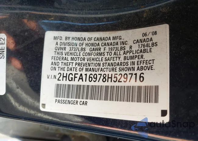 2HGFA16978H529716: 43255990