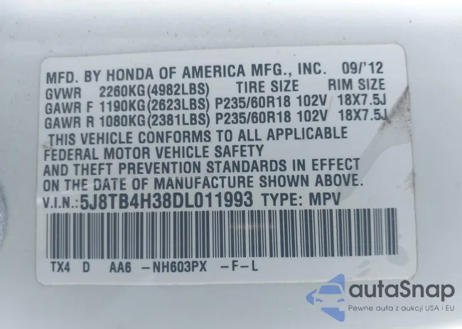 5J8TB4H38DL011993: 43256025