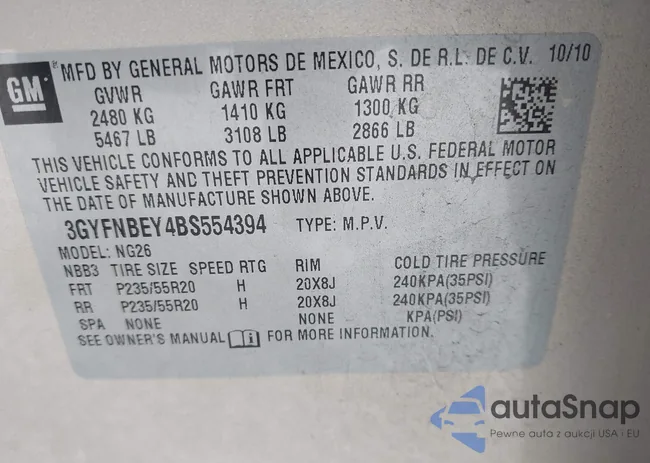 3GYFNBEY4BS554394: 43256100