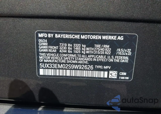 5UX33EM02S9W92626: 43256144