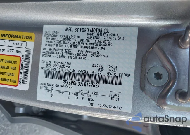 3FA6P0HD7LR142627: 43256213