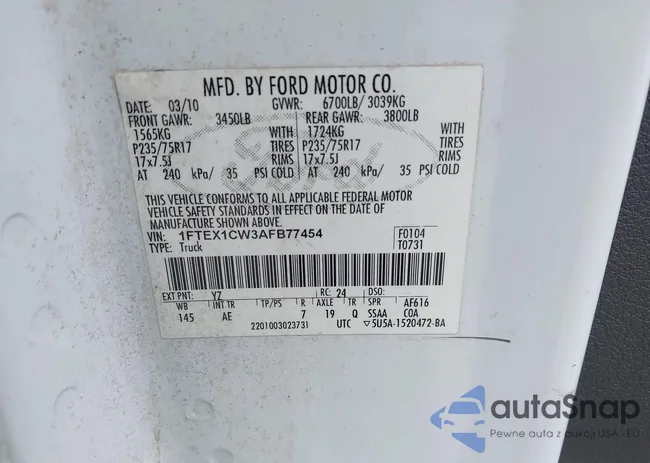 1FTEX1CW3AFB77454: 43256216