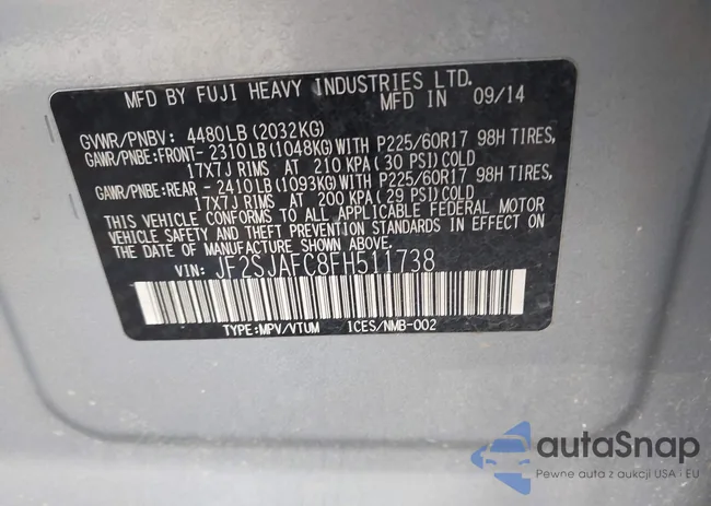 JF2SJAFC8FH511738: 43256220