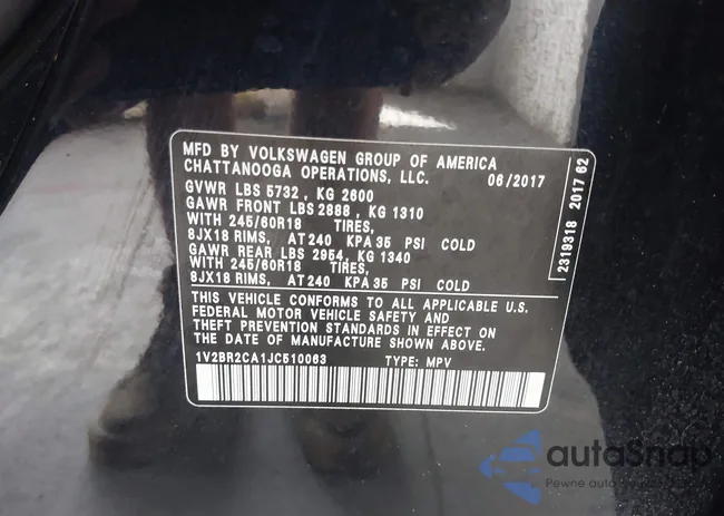 1V2BR2CA1JC510063: 43256299