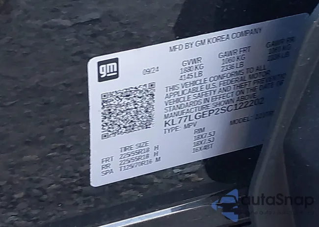 KL77LGEP2SC122202: 43256339