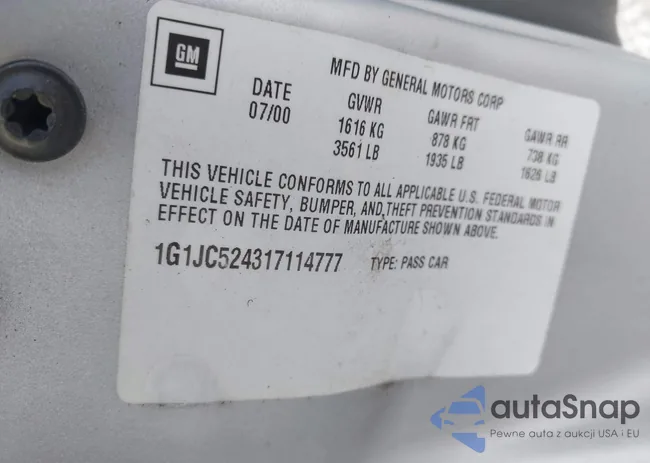 1G1JC524317114777: 43256357