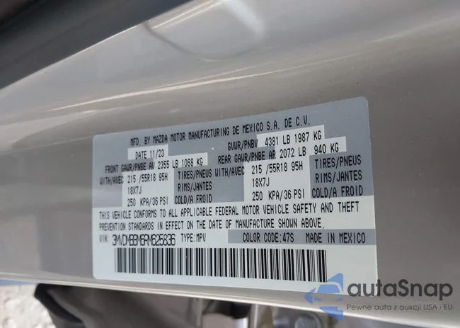 3MVDMBBM6RM625836: 43256414