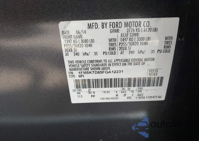 1FM5K7D85FGA12231: 43255528