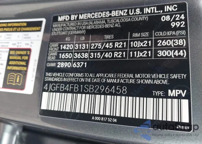 4JGFB4FB1SB296458: 43255598