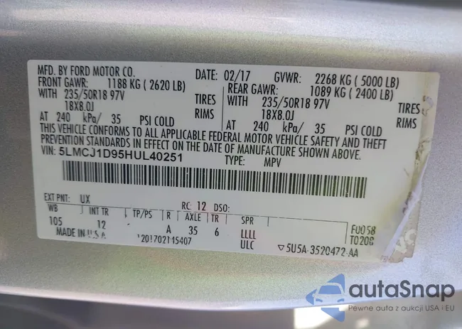 5LMCJ1D95HUL40251: 43255601