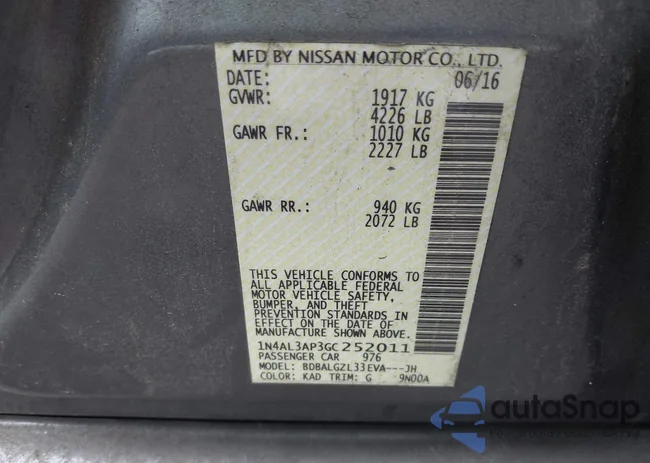 1N4AL3AP3GC252011: 43255607