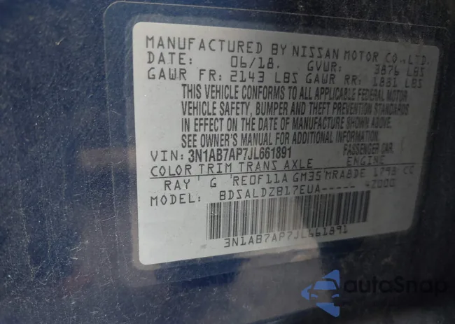 3N1AB7AP7JL661891: 43255652