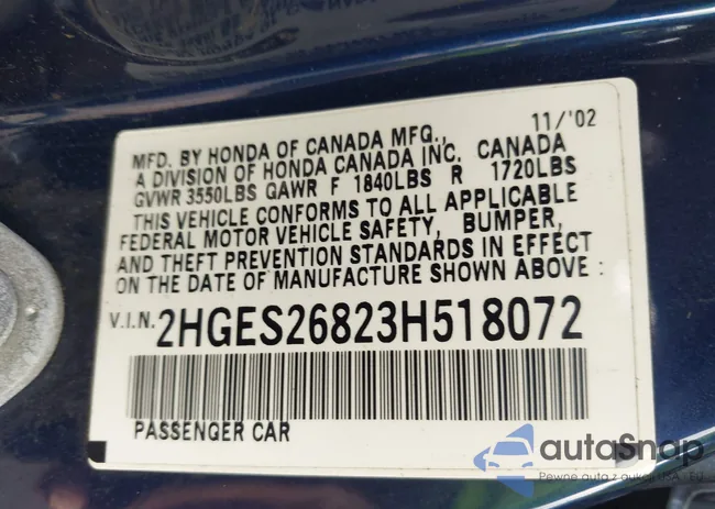 2HGES26823H518072: 43255741