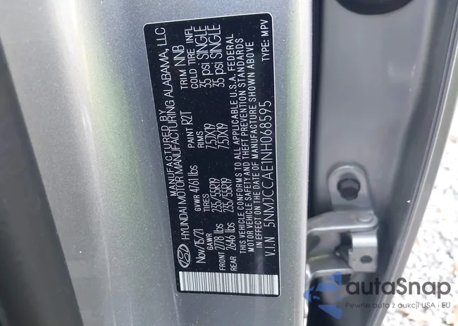 5NMJCCAE1NH068595: 43256859