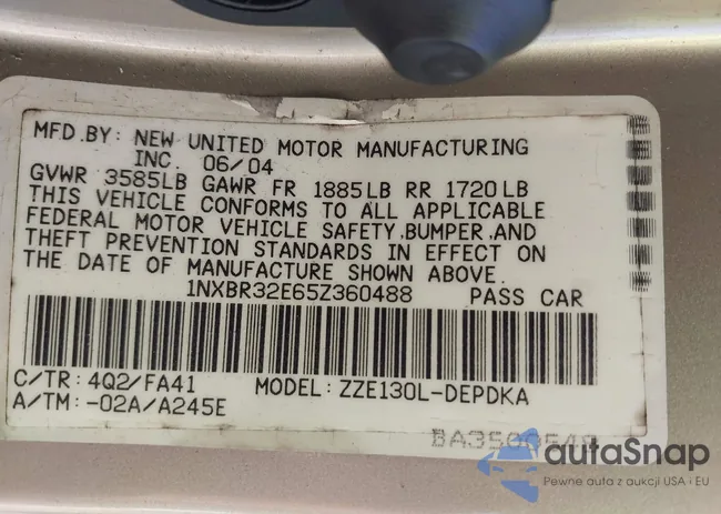 1NXBR32E65Z360488: 43256877