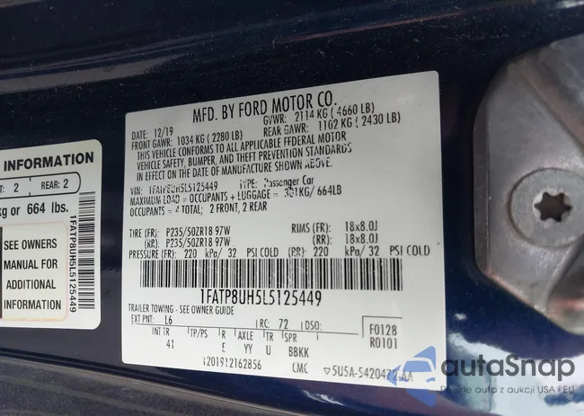 1FATP8UH5L5125449: 43256885