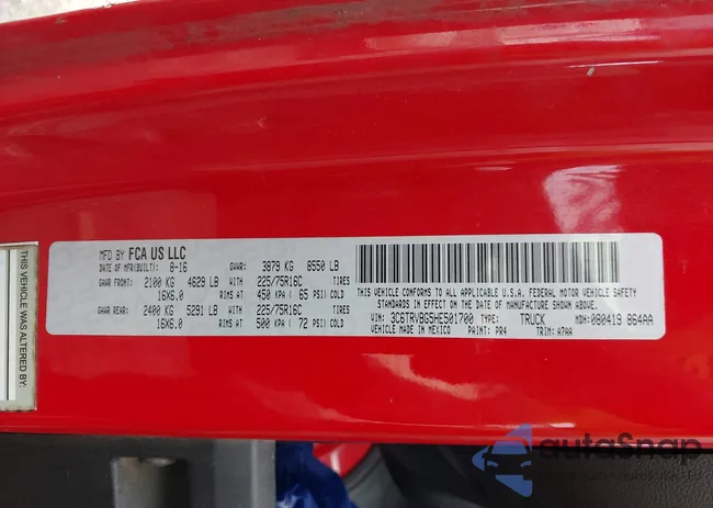 3C6TRVBG5HE501700: 43256909