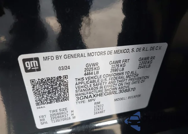 3GNAXHEG8RL308870: 43256924