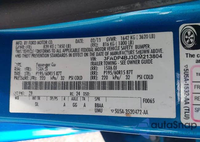 3FADP4BJ3DM213804: 43256979