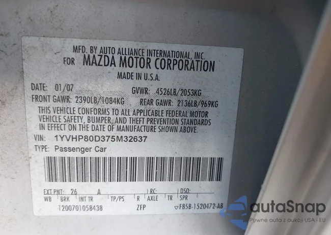 1YVHP80D375M32637: 43257211