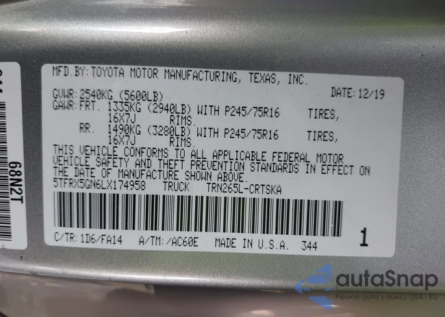 5TFRX5GN6LX174958: 43257233