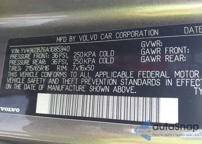 YV4960BZ6A1085940: 43257305