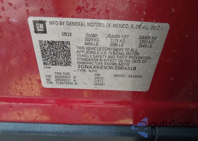 3GNAXKEV3KS504318: 43257313